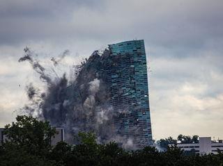 A hurricane-damaged Louisiana skyscraper is set to be demolished Saturday