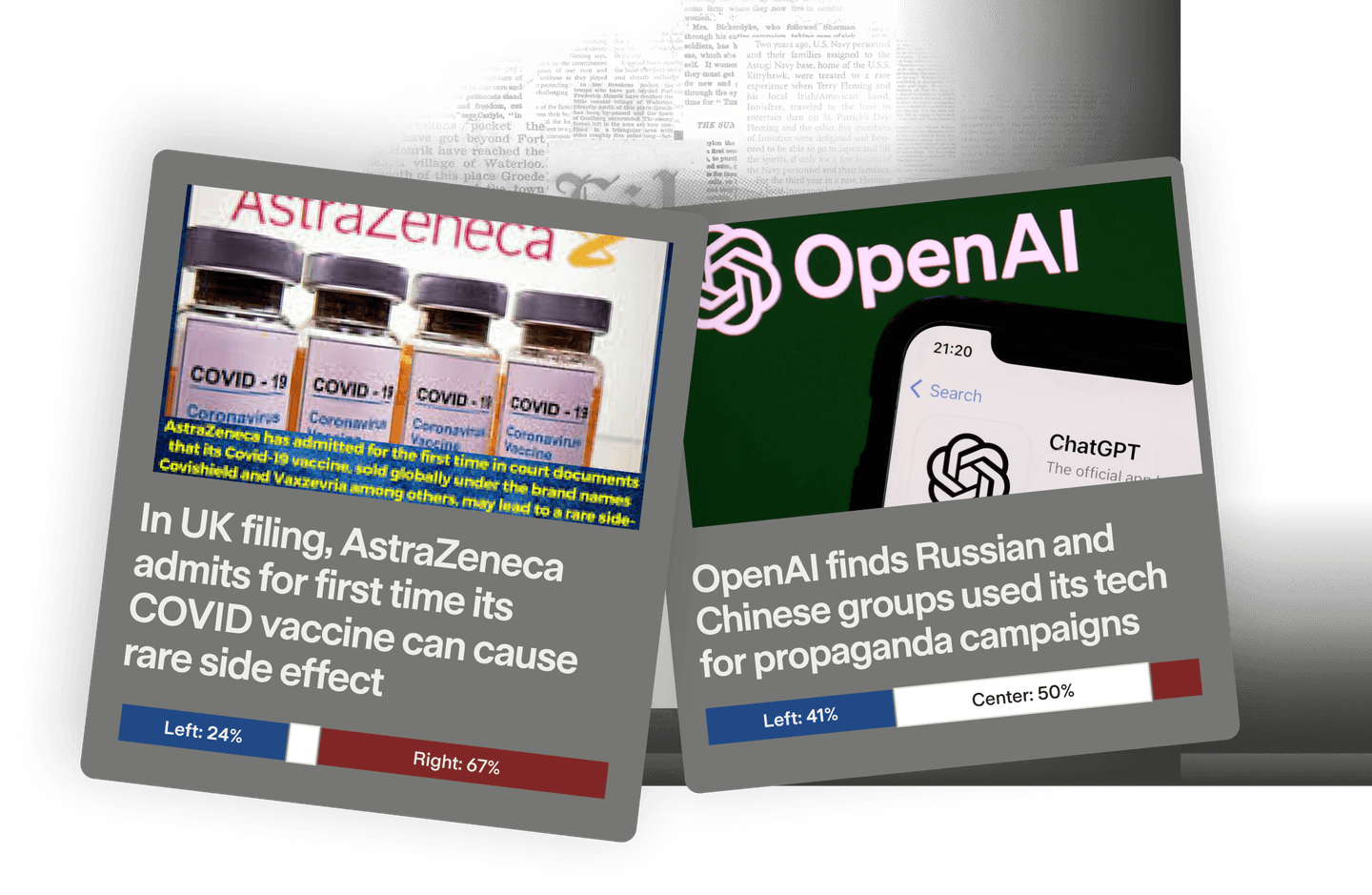 Blindspots visualization showing news coverage differences