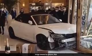 Disgruntled guest smashes car through Chinese hotel lobby