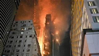 Firefighters battle blaze in Hong Kong shopping district
